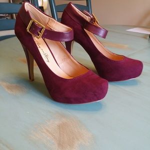 Burgundy/Maroon Ankle Strap Heels